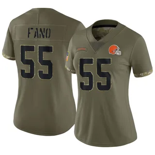 Spencer Fano Women's Cleveland Browns Nike 2022 Salute To Service Jersey - Limited Olive
