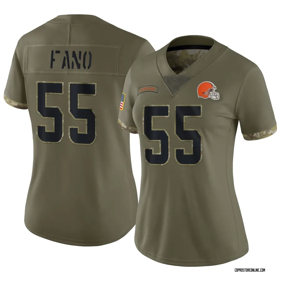 Spencer Fano Women's Cleveland Browns Nike 2022 Salute To Service Jersey - Limited Olive