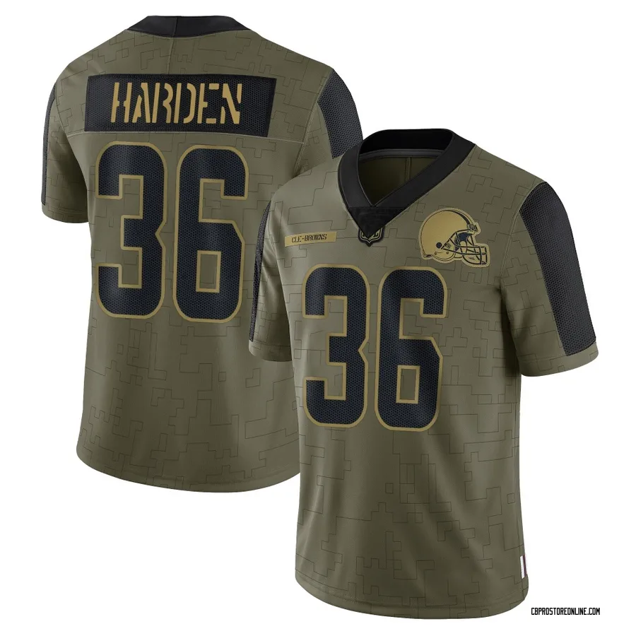 T.J. Harden Men's Cleveland Browns Nike 2021 Salute To Service Jersey - Limited Olive